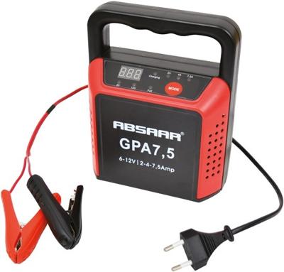 Absaar acculader 6/12 Volt 20 80 Ah 7,5 Ampère rood Absaar acculader 6/12 Volt 20 80 Ah 7,5 Ampère rood