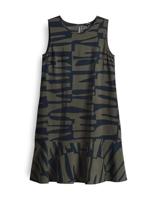 OPUS Dames mini-jurk | bedrukte jurk WENOLA Jungle met aangezette volant, OLIVE LEAF, 36