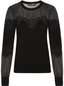 Dolce & Gabbana pull à empiècements en dentelle - Noir