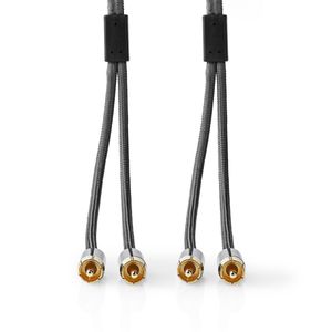 Stereo-Audiokabel | 2x RCA Male - 2x RCA Male | Gun Metal Grey | Gevlochten kabel