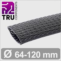 TRU COMPONENTS TC-13377592 T24CA114 Gevlochten slang Zwart Polyester 63.5 tot 120.7 mm per meter