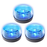 Set van 3x stuks blauwe politie LED zwaailampen/zwaailichten met sirene 7 cm