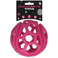 Dog Comets Titan - Treat hider - Ø11.5 cm - Hondenspeelgoed - Traktatiebal - Rubber - Hondenbal - Roze