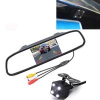 PZ603 Moniteur vidéo de voiture HD Auto Parking LED Vision nocturne CCD Inversé Caméra de recul avec 4,3 pouces de rétroviseur de voiture