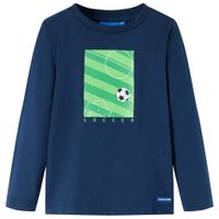 Kindershirt met lange mouwen voetbalveldprint 104 marineblauw - thumbnail