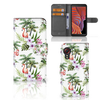 Samsung Galaxy Xcover 5 Telefoonhoesje met Pasjes Flamingo Palms - thumbnail