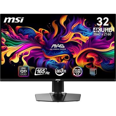 MSI MAG 321UPDE QD-OLED, Gaming-Monitor - (80 cm (31.5 Zoll), schwarz, UltraHD/4K, AMD FreeSync Premium Pro, USB-C, 165Hz Panel) [Energieklasse G] (9S6-3DD39T-025)