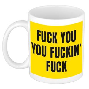 Fun cadeau mok / beker fuck you geel 300 ml   -