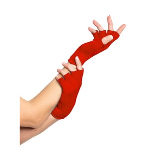 Verkleed handschoenen vingerloos - rood - one size - voor volwassenen