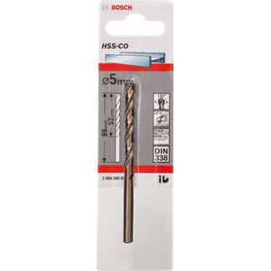 Bosch Accessories 2608585851 HSS Metaal-spiraalboor 5 mm Gezamenlijke lengte 86 mm Kobalt DIN 338 Cilinderschacht 1 stuk(s)