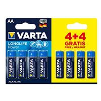 Varta LR6/44 alkali blister LR6/Aa 1,5 V promopack 4 Plus 4 stuks, 1 W, 1,5 V