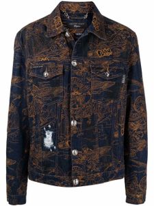 Philipp Plein veste Skeleton Tattoo en jean - Bleu