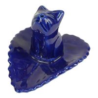 Keramische Wierookhouder Blauwe Kat - thumbnail