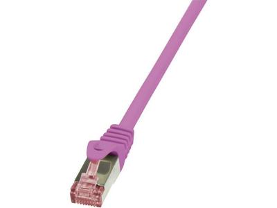 LogiLink CQ2029S RJ45 Netwerkkabel, patchkabel CAT 6 S/FTP 0.50 m Pink Vlambestendig, Snagless 1 stuk(s)