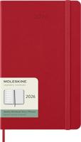 Moleskine 12 Monate Wochen Notizkalender 2026, Large/A5, 1 Wo = 1 Seite, rechts linierte Seite, Fester Einband, Scharlachrot