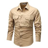 Voor heren Overhemd Overhemd met knopen Normaal shirt Werkhemden Zwart blauw khaki Leger Groen Beige Lange mouw Effen Revers Feestdagen Vakantie Voorvak Kleding Modieus Casual Comfortabel Lightinthebox