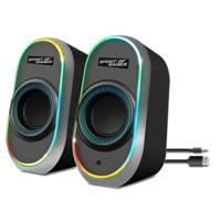 Fanatic 500: Speakers Gaming 2.0 PC/Mac: rijk en krachtig geluid, 3,5 mm jackstekker + USB/geïntegreerde afstandsbediening, RGB-achtergrondverlichting, compatibel met Bluetooth 5.1, compact formaat