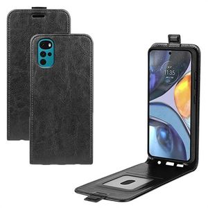 Motorola Moto G22 Verticale Flip Case met Kaarthouder - Zwart