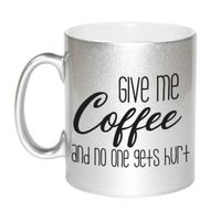 Give me coffee zilveren cadeau mok / beker 330 ml - thumbnail