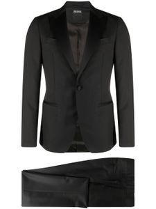 Zegna single-breasted cotton suit - Noir