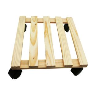 1x Houten planten trolleys/multirollers vierkant 30 cm