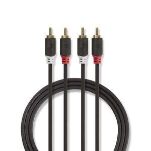 Stereo audiokabel | 2x RCA male - 2x RCA male | 3,0 m | Antraciet [CABW24200AT30]