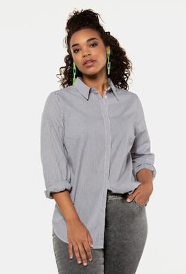 Ulla Popken Blouse, blinde knopenlijst, lange mouwen - Grote Maten