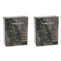 Set van 2x stuks kerst dennenslinger guirlande groen met verlichting 270 cm