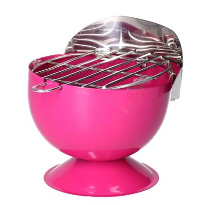 Excellent Houseware Asbak - in BBQ vorm - metaal - 12 cm - roze - voor binnen / buiten