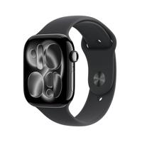 Apple Watch Series 11 GPS + Cellular 46 mm Smartwatch met kast van gitzwart aluminium, zwart sportbandje (S/M). Slaapscore, conditie bijhouden, gezondheid monitoren, Always‑On display, waterbestendig
