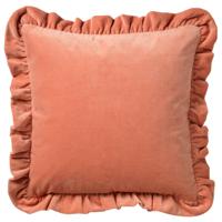 Dutch Decor - YARA - Kussenhoes 45x45 cm - 100% katoen - velvet - met ruches - Muted Clay - roze