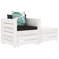 vidaXL 2-delige Loungeset met bloemenkussens hout