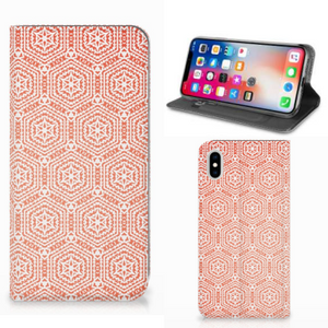 Apple iPhone Xs Max Hoesje met Magneet Pattern Orange