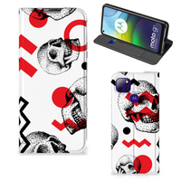 Mobiel BookCase Motorola Moto G9 Power Skull Red