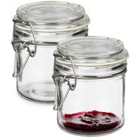 Weckpot/inmaakpot - 2x - Tarro - 250 ml - glas - met beugelsluiting - 11 x 10 cm - luchtdicht