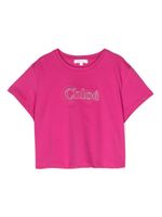 Chloé Kids t-shirt en coton à logo brodé - Rose