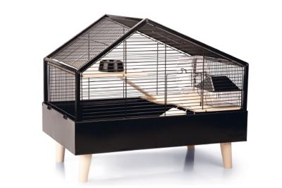 Beeztees Ayaz - Knaagdierkooi - Metaal - Houten poten - Zwart - 58x38x46 cm