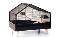 Beeztees Ayaz - Knaagdierkooi - Metaal - Houten poten - Zwart - 58x38x46 cm