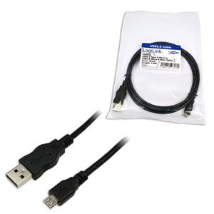 LogiLink 1.8m USB/microUSB USB-kabel 1,8 m USB 2.0 USB A Micro-USB B Zwart