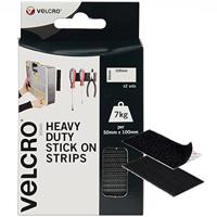VELCRO Brand 2 stuks zwarte stick-on strips 50 mm x 100 mm klittenband zelfklevend, industriële extra sterke dubbelzijdige kleverige pads Heavy Duty perfect voor thuis, op kantoor en in de garage