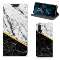 Honor 20 | Huawei Nova 5T Standcase Marmer Wit Zwart - Origineel Cadeau Man