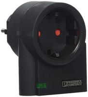 PHOENIX CONTACT MNT-1 D tussenstekker met overspanningsbeveiliging voor stopcontacten, optische power- en defectweergave, diepzwart, (L x B x H) 76 x 56 x 40 mm