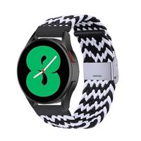 By Qubix - Compatible met Garmin Venu 2 / Garmin Venu 3 - Braided nylon bandje - Zwart/wit - Compatible Garmin bandje - Bandbreedte: 22mm