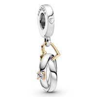 Pandora People 799319C01 Hangbedel Two Tone Wedding Rings zilver-goud - thumbnail