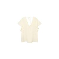 Mango top met ruches lichtgeel