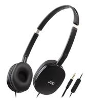 JVC HA-S160M-B - Flats opvouwbare en compacte hoofdtelefoon in glanzende trendy kleur, met schakelaar voor microfoon aan/uit, ideaal voor telewerken en online seminars (zwart)