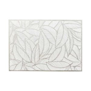 Unique Living Placemat Nissa - 1x - zilver bladmotief - 30 x 45 cm   -