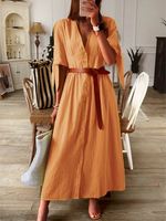 Women Half Sleeve V-neck Solid Elegant Casual Dress