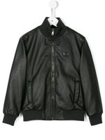 Dolce & Gabbana Kids veste bomber en cuir - Noir - thumbnail