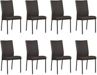 Set van 8 Donkerbruine leren moderne eetkamerstoelen Comfort - Hermes Leer Caffe (donkerbruin leer)